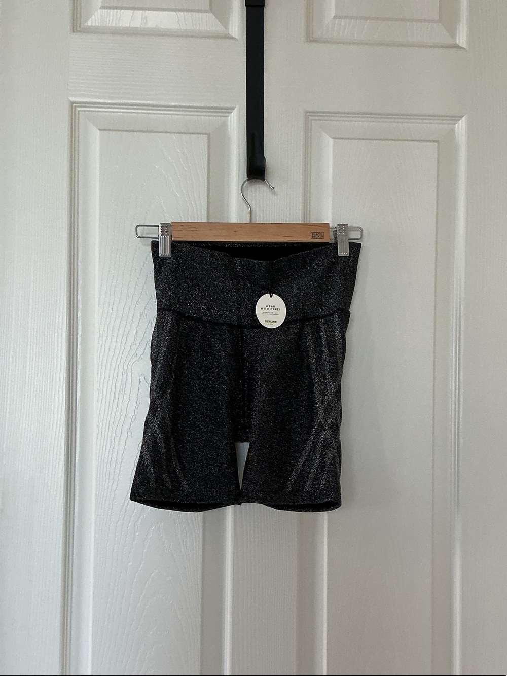 aerie Sparkle High-Rise Black Bike Shorts